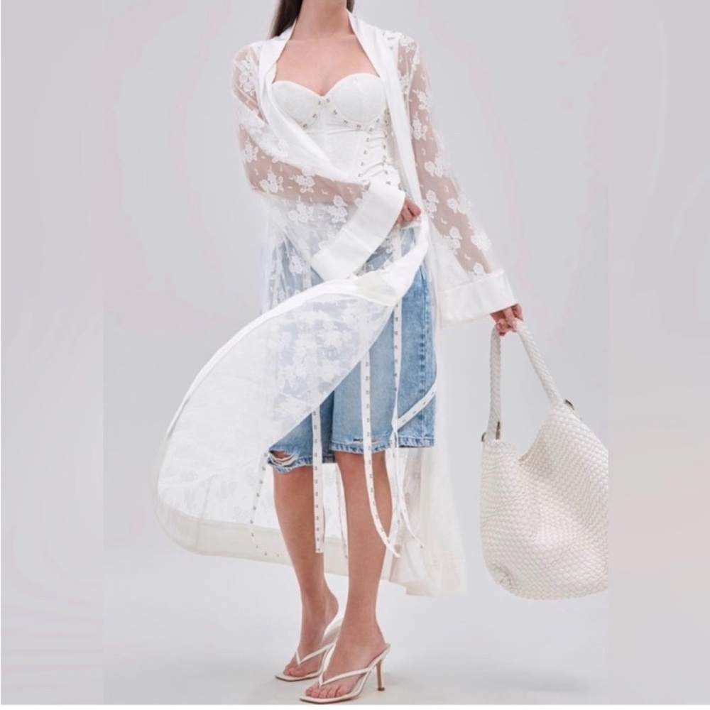 AKIRA Sheer White Lace Overlay